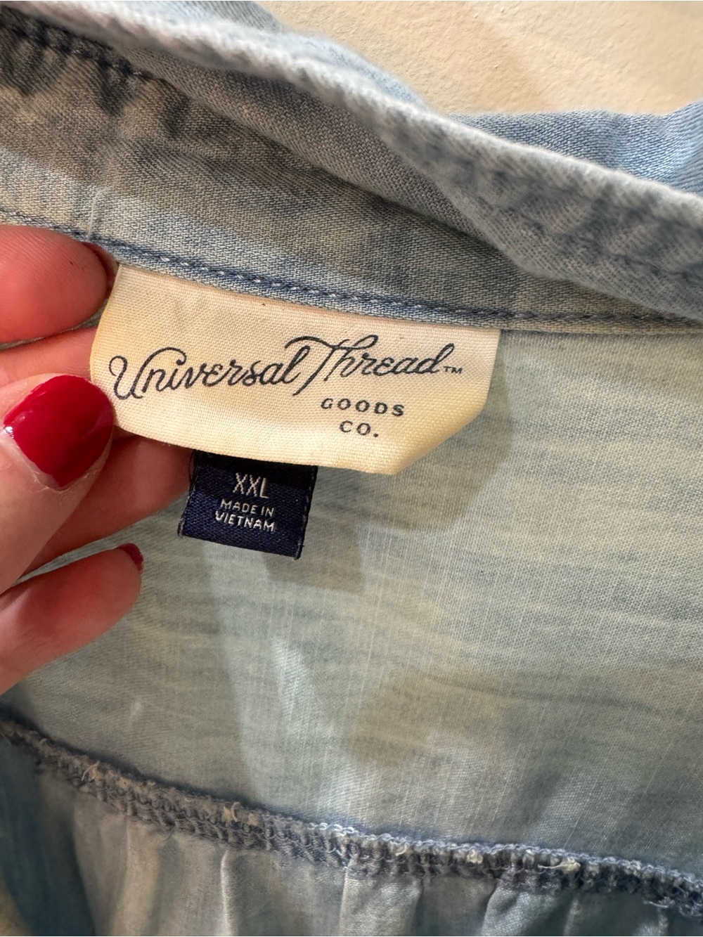 Universal Thread Light Blue Denim Button-Front Blouse - Picture 3 of 5